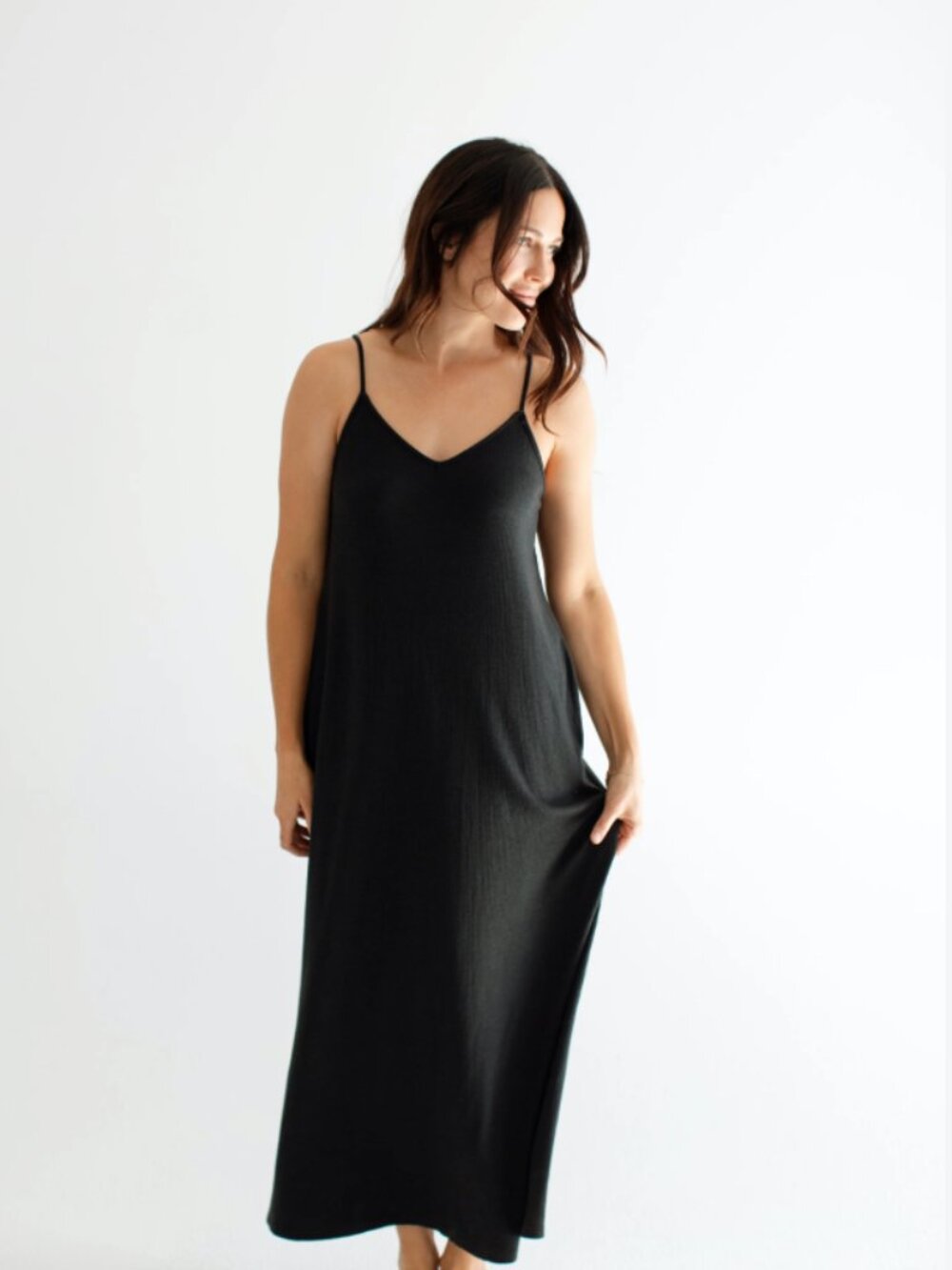 Carly Jean Los Angeles Black Slip Cami with Spaghetti Straps
